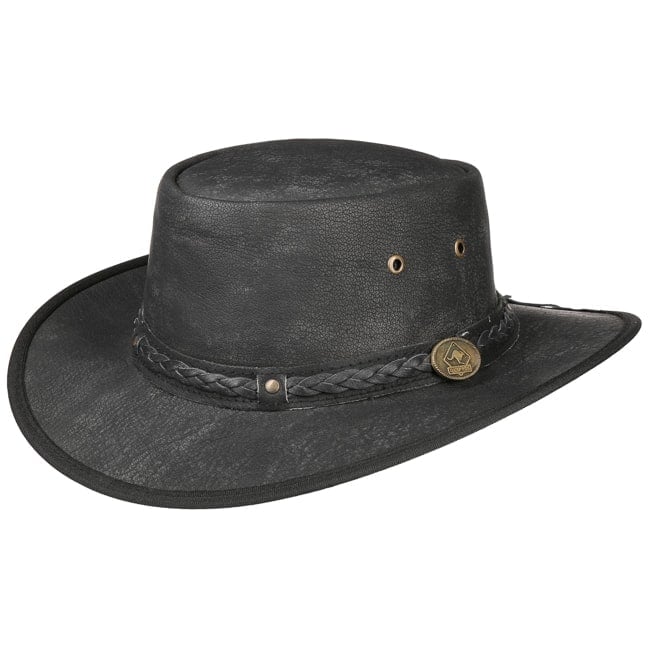 black leather hat