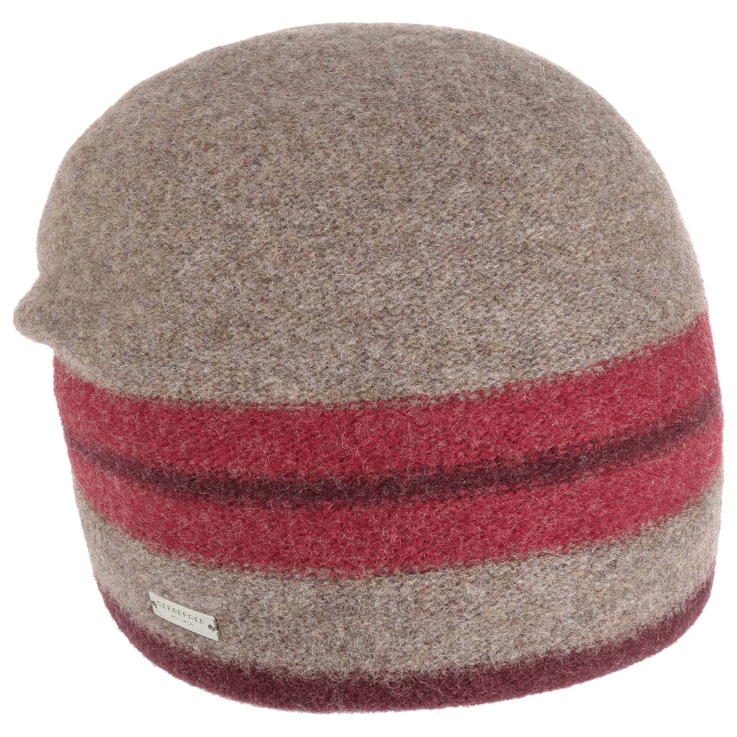 Seeberger Boiled Wool Slouchy Single Pleat Hat With Fur Burgundy 74 main image 1
