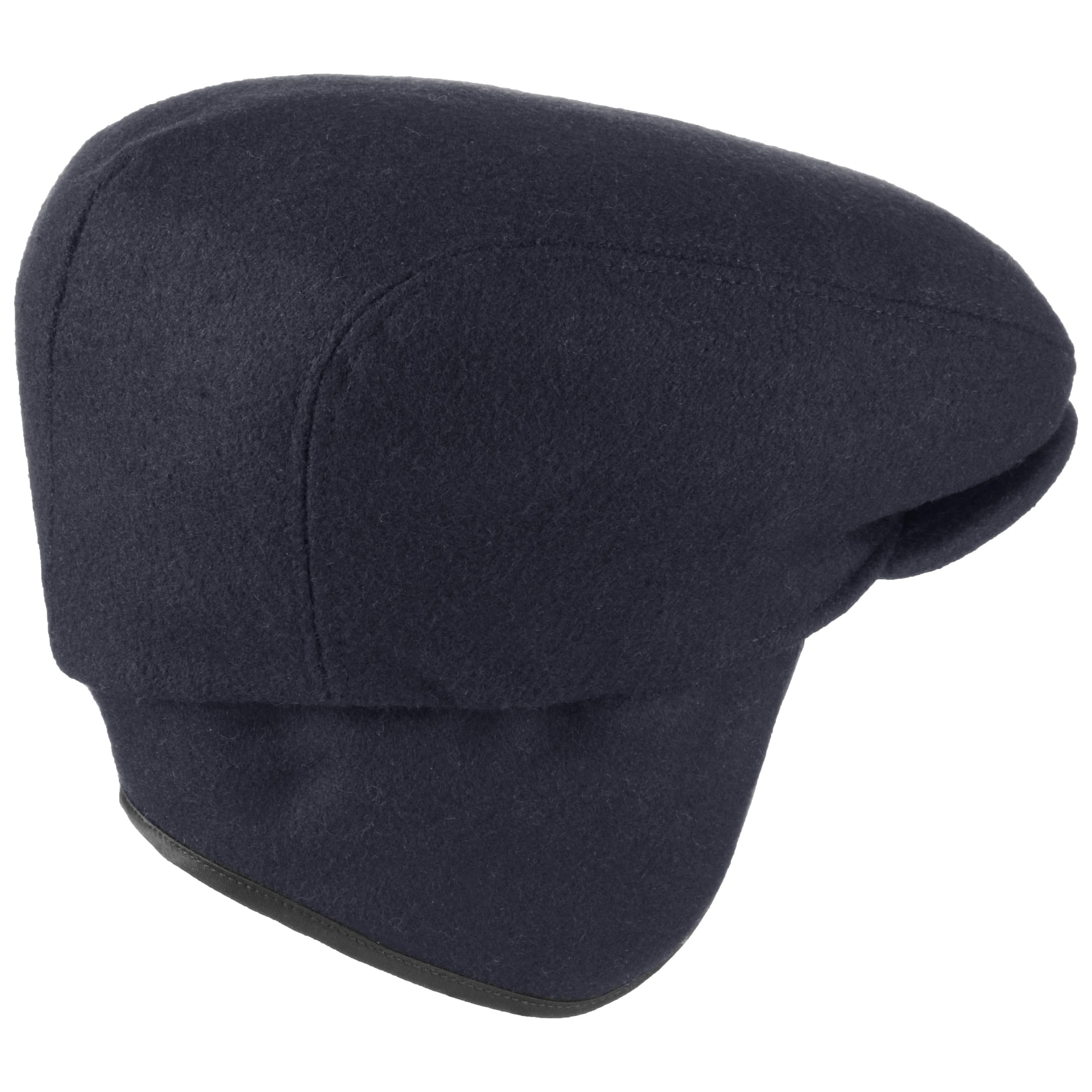NAVY BLUE RETRO WOOL FLAT CAP WITH EARMUFFS  KEEP YOUR EARS WARM THIS WINTER