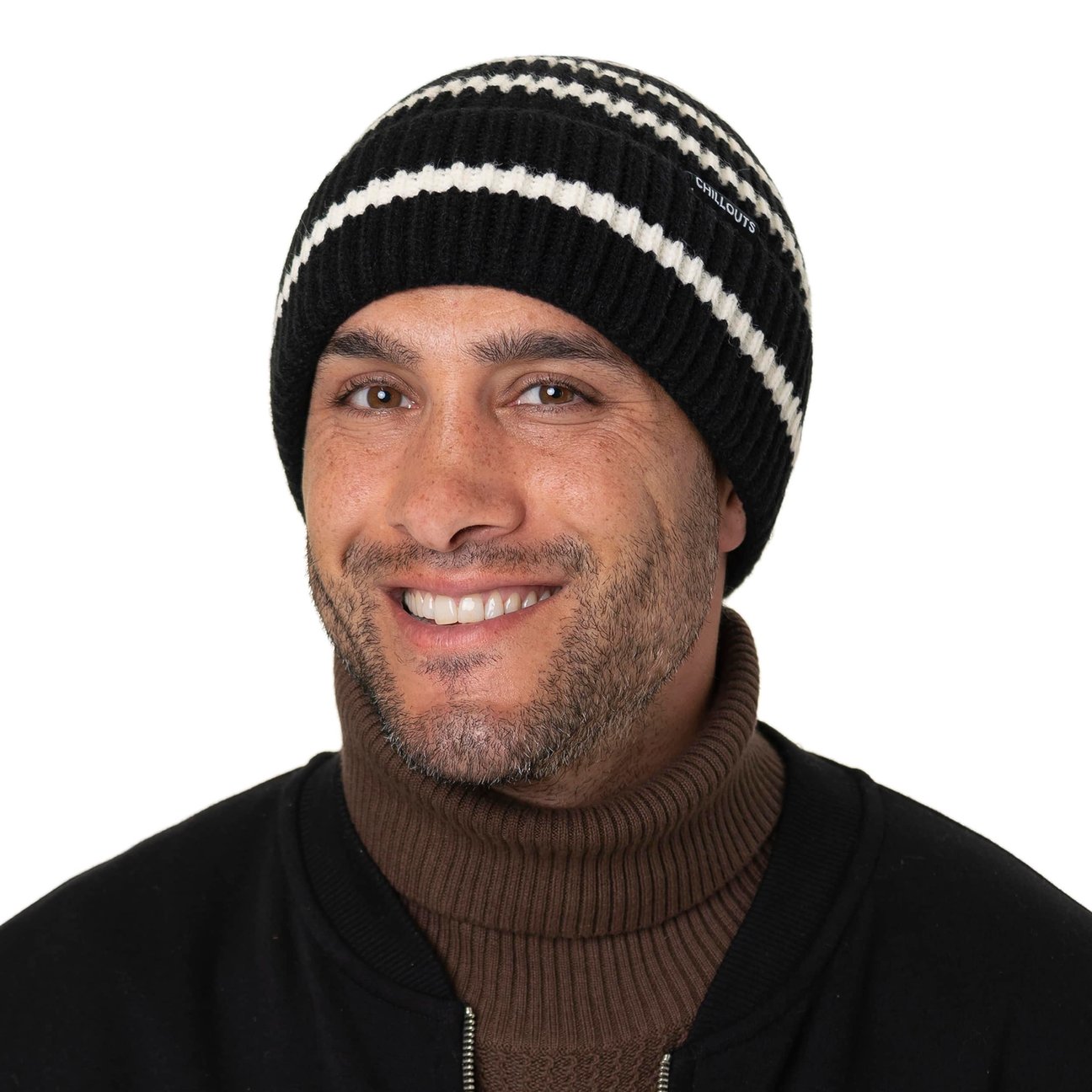 NWT Anthropologie Chunky Striped Two Tone Beanie display picture 2