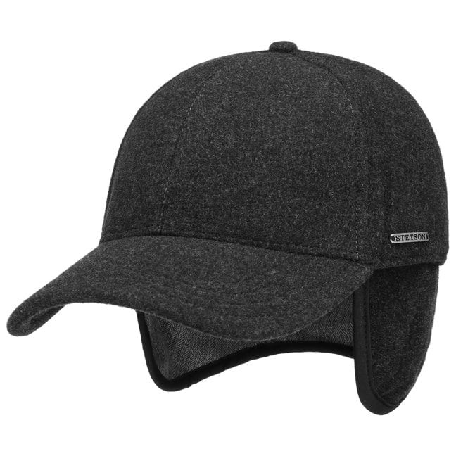 Thick Leather Winter Warm Men Hat Cotton Snapback Ear Flaps Black Baseball Cap