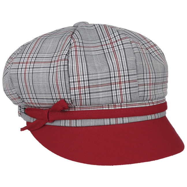 red newsboy style cap