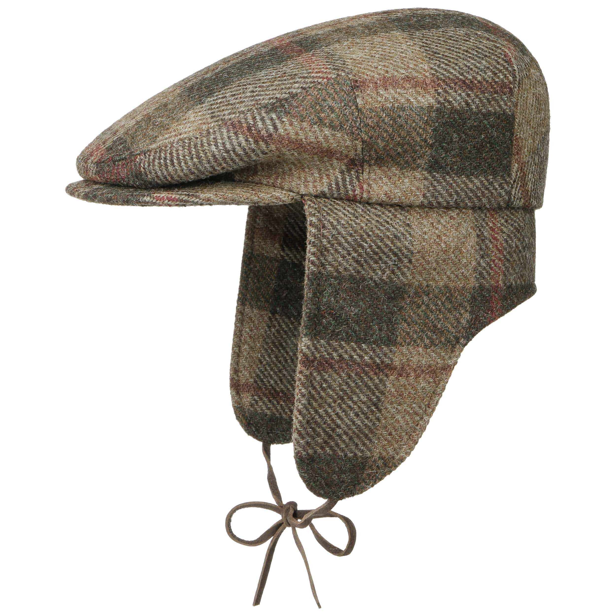 Plaid wool cap with cheap ear flaps