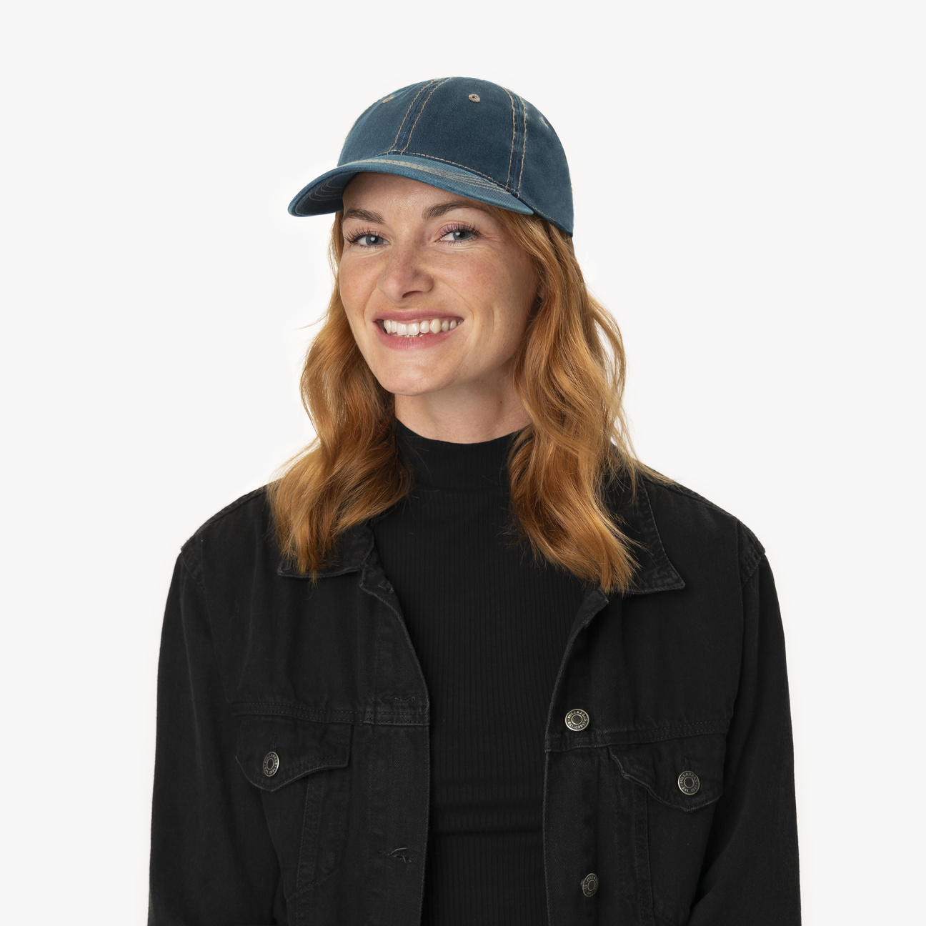 washed denim baseball cap