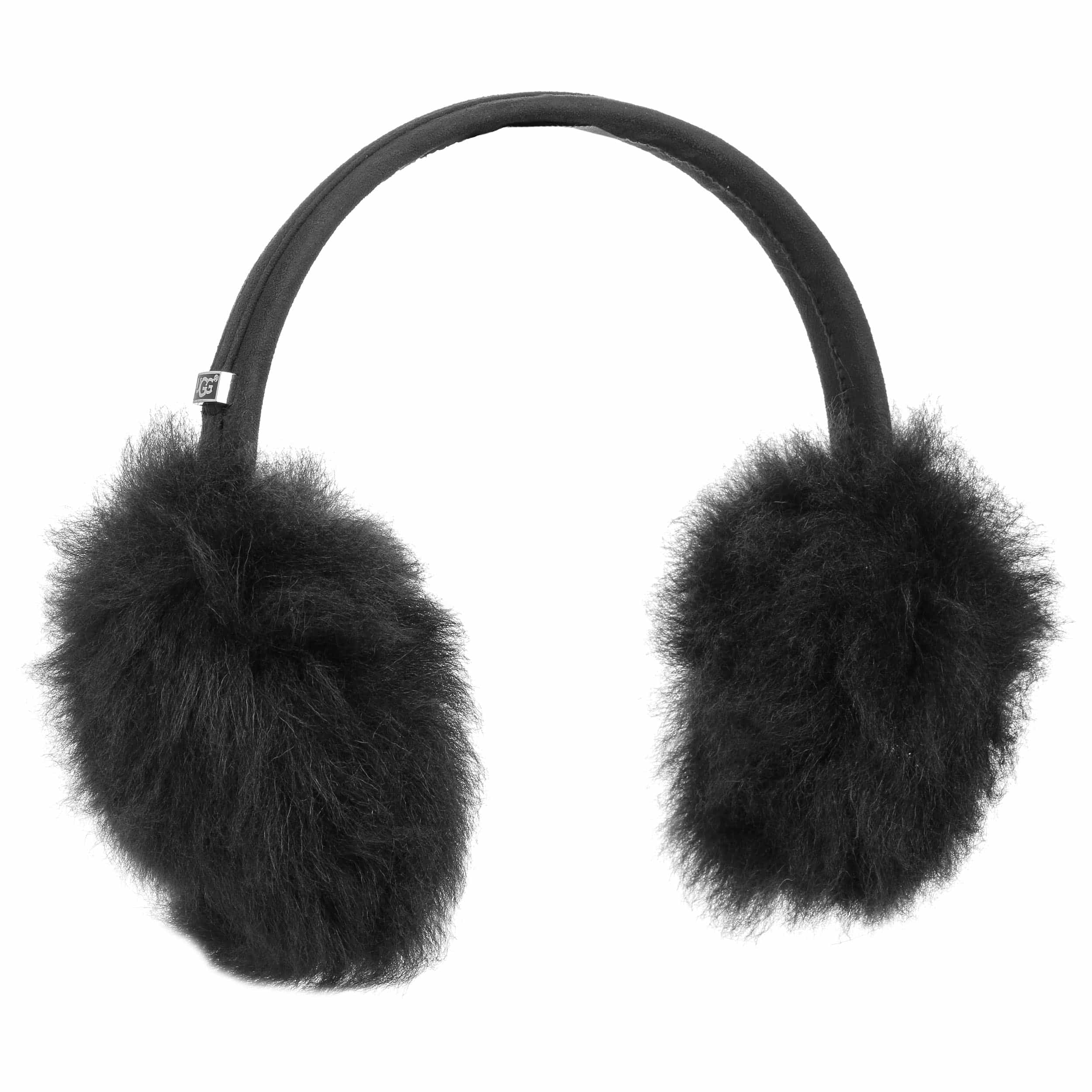 Shearling ear muffs with Double G in white