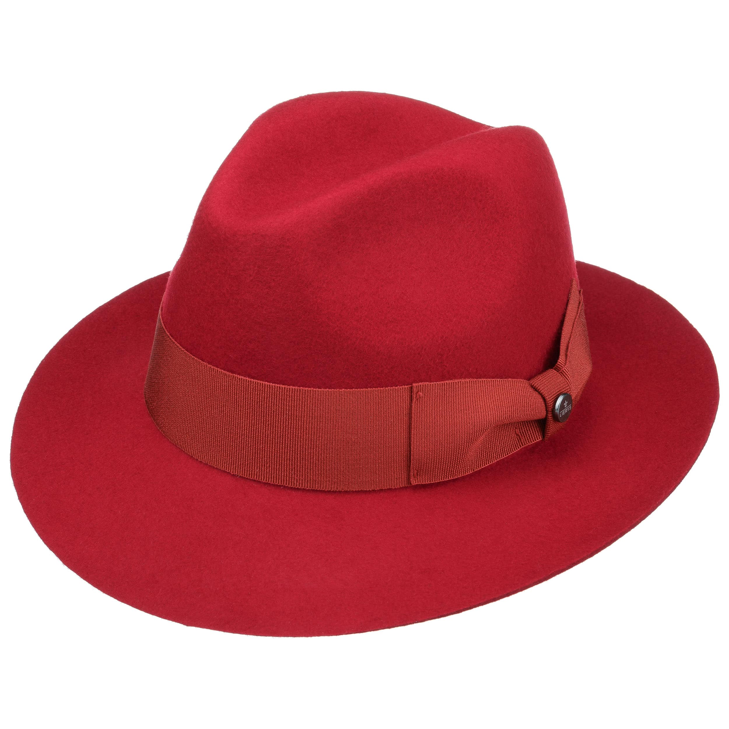 women red fedora hat