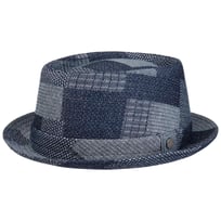 Denim Patchwork Pork Pie Stoffhatt by Lierys - 1199,00 kr