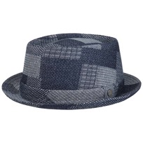 Denim Patchwork Pork Pie Stoffhatt by Lierys - 1199,00 kr