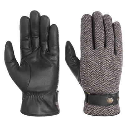 Herringbone Wool Leather Gloves by Stetson - 82,95 &euro;