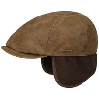 Pigskin Flat Cap med �reklaffer by Stetson - 1509,00 kr