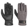 Herringbone Wool Leather Gloves by Stetson black-grey