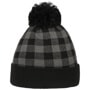Checked Beanie Bobble Hat grey