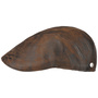 Classic Leather Flat Cap by Lierys brown