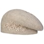 Knit Beret with Flowers and Pearls by McBURN beige
