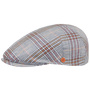 Simon Superior Linen Check Flat Cap by Mayser blue