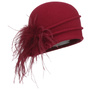Milled Wool Hat with Feathers by bedacht red