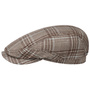 Wool Silk Check Flat Cap by Stetson brown