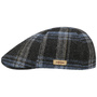 Texas Shadow Plaid Flat Cap by Stetson blue
