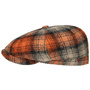 Kevalo Wool Check Flat Cap by Alfonso D’Este orange