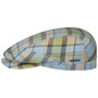 Checked Linen Driver Flat Cap by Stetson blue-green