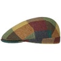 Herringbone Harris Tweed Colour Check Flat Cap green