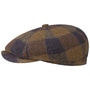 Hatteras Ankeny Wool Check Flat Cap by Stetson brown