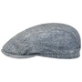 Tweed Herringbone Driver Flat Cap by Stetson blue