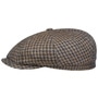 Hatteras Tweed Houndstooth Flat Cap by Stetson brown-blue