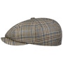 Glencheck 8 Panel Flat Cap by Lierys brown-blue