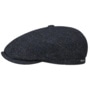 Brooklin Black Herringbone Flat Cap by Stetson black-blue