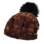 Fake Fur Pompom Hat by Gebeana brown