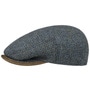 Kent Virgin Wool Harris Tweed Flat Cap by Stetson blue
