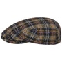 Kent Check Harris Tweed Flat Cap by Stetson black-yellow