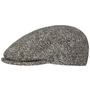 Herringbone Baker Flat Cap by bugatti black-beige