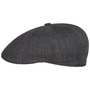 Bricksford 8 Panel Linen Flat Cap by Stetson dark grey
