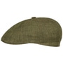 Bricksford 8 Panel Linen Flat Cap by Stetson darkolive