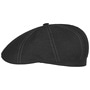 Bricksford 8 Panel Linen Flat Cap by Stetson black