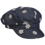 Stitched Flowers Cotton Newsboy Cap by Lierys denim-navy