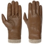 Daisy Touchscreen Leather Gloves by Pearlwood light brown
