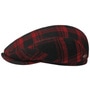 Flannel Check Driver Flat Cap by JJ Hats red-black