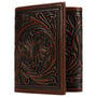 Tooled Leather Tri-Fold Wallet by Stetson brown