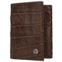 Croco Embossed Leather Tri-Fold Wallet by Stetson brown