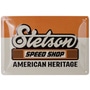 Speed Shop Retro Metal Sign by Stetson orange