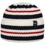 Short Stripy Merino Knit Hat by Eisbär white-navy