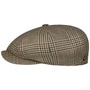 Larkhaven Check 8 Panel Flat Cap by Balmoral beige-blue