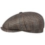 Hatteras Check Virgin Wool/Silk Flat Cap by Stetson brown-mottled