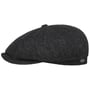 8 Panel Heringbone Wool Flat Cap by JJ Hats anthracite