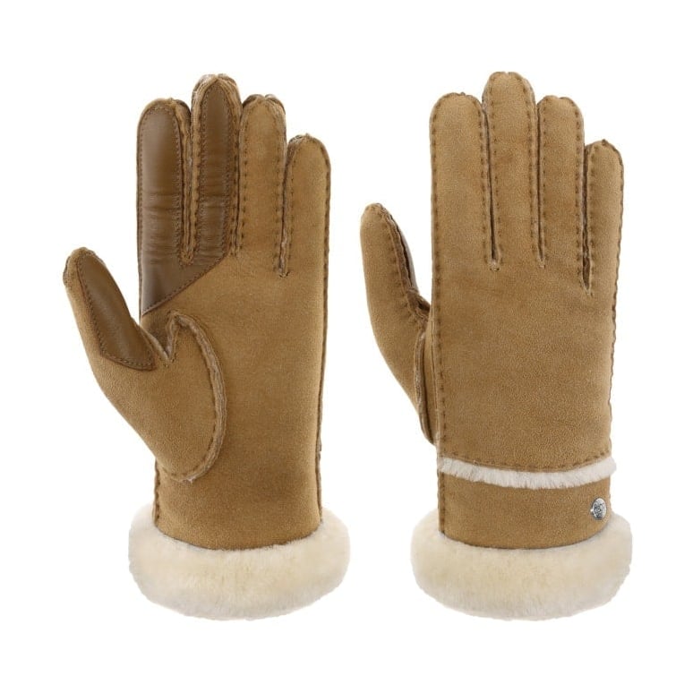 UGG shearling suede chestnut gloves. Women's. New. shops Size: Medium