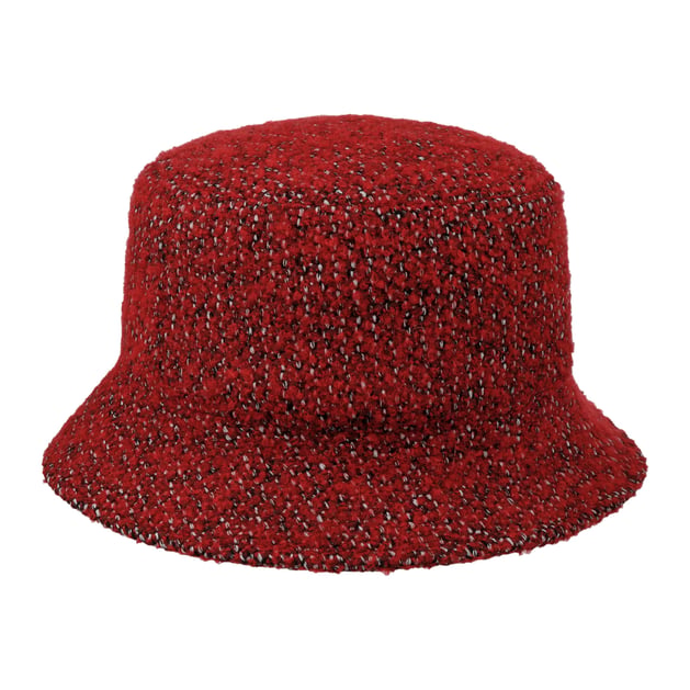 Red/cream metallic tweed bucket hat for women Vintage Red Scarlet Velvet Velveteen Ladies Bucket Hat  main image 2