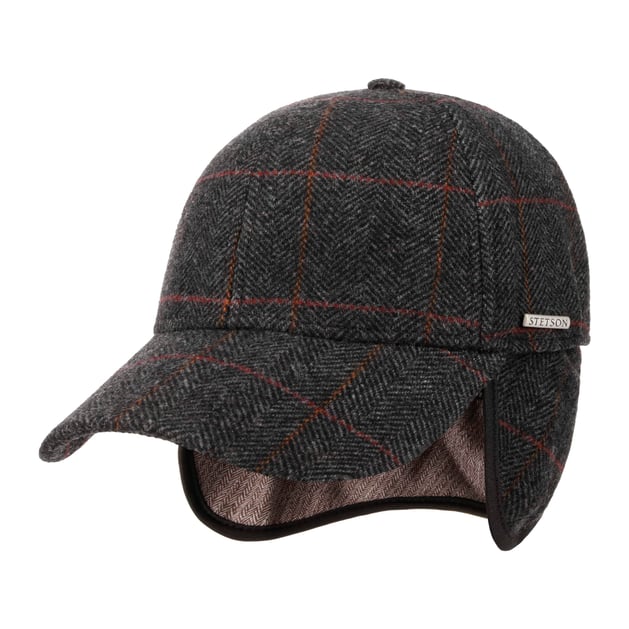 Stetson Kinty Wool Pet met Oorbescherming Heren - base cap wintercap achterkant gesloten klep oorflappen voering voor Herfst/Winter - M (56-57 cm